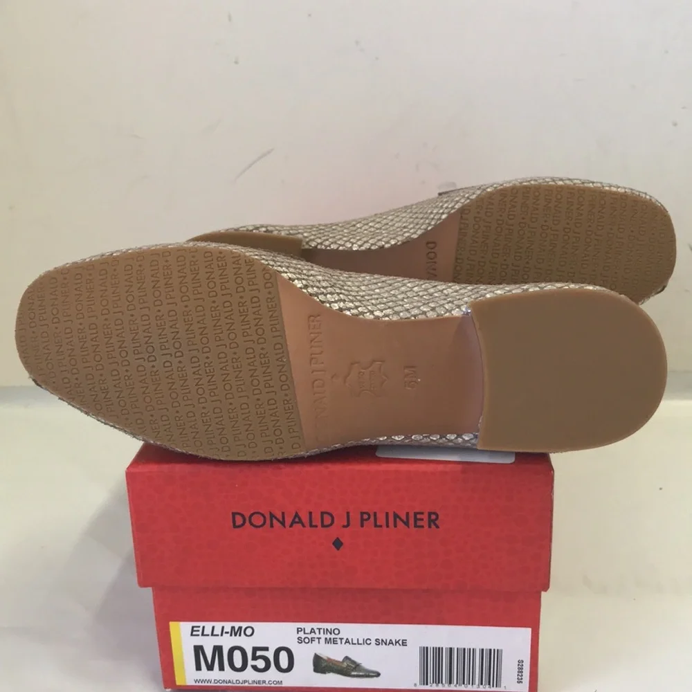Donald J Pliner Elli Platino Soft Metallic Snake Print Loafer